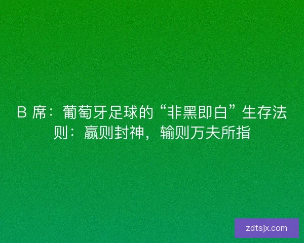 B 席：葡萄牙足球的 “非黑即白” 生存法则：赢则封神，输则万夫所指